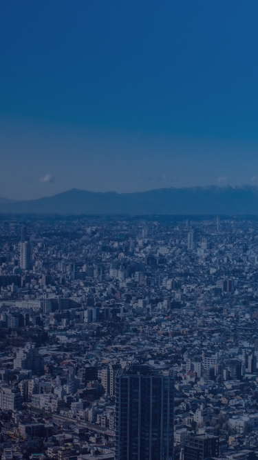 東京の街並みと富士山の画像